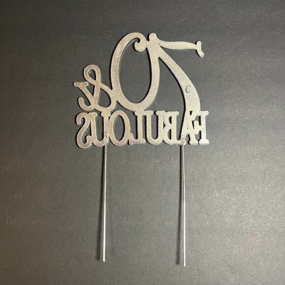 Sparkly 70 & Fabulous Silver Rhinestone Metal Milestone Birthday Cake Topper 9" - Picture 3 of 3